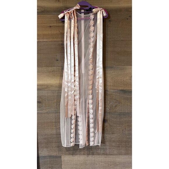 Simone Rocha pale pink ribbon-trimmed sleeveless midi dress size US 0 NWOT - Picture 4 of 11